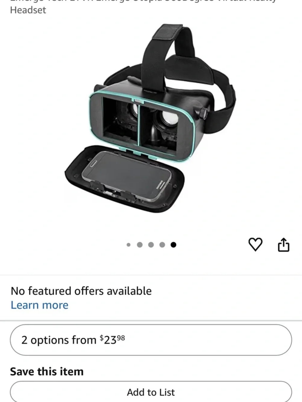 Utopia 360° Black VR Headset for Smartphones